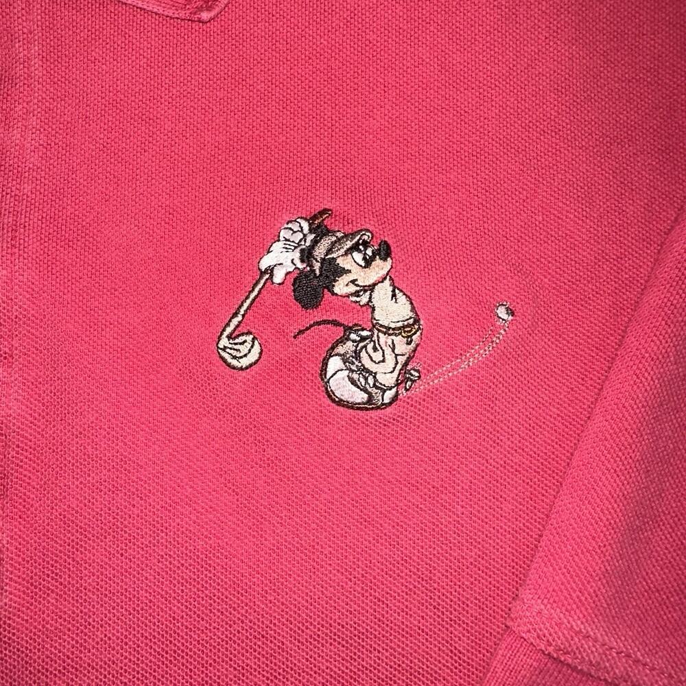 Vintage Disney Mickey Mouse Golf Greg Norman Mens XL Pink Polo Shirt Pique
